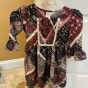 Sweet Heart Rose Paisley Kids Dress - Red, Black, White